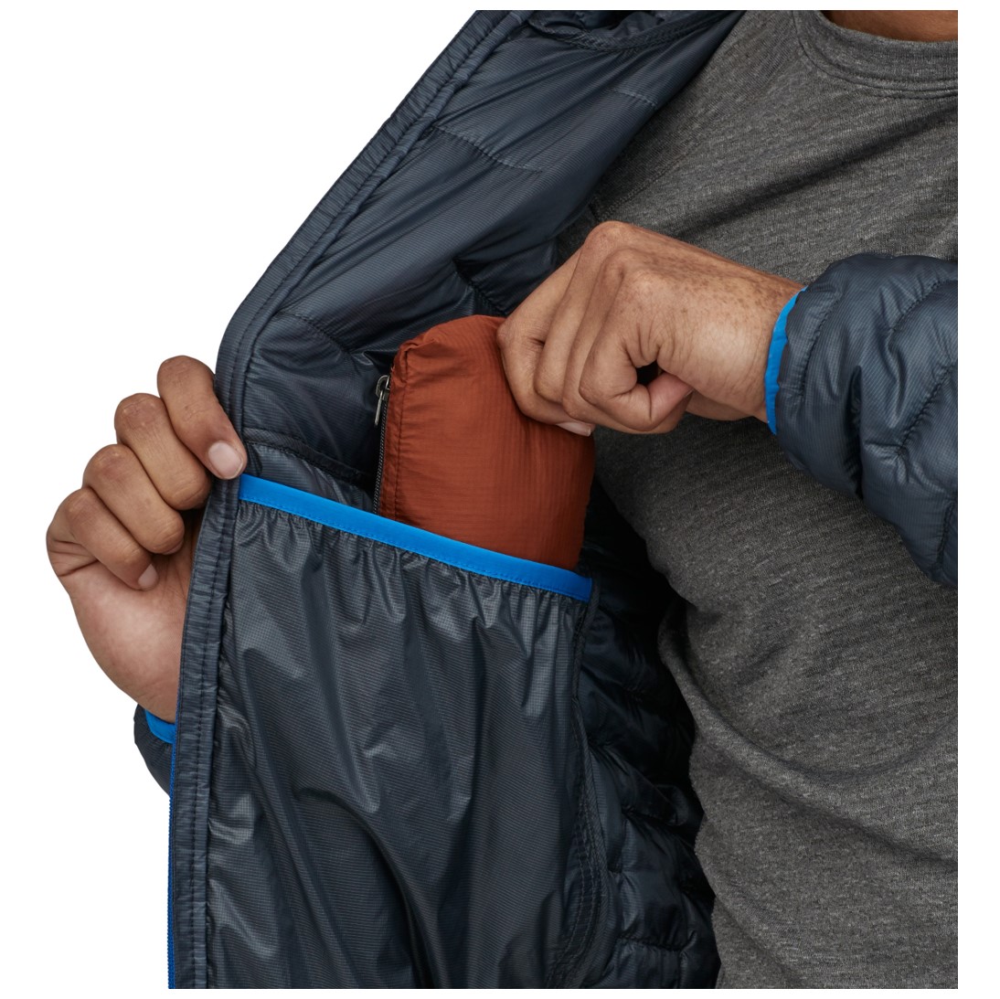 Parka Sintética Micro Puff Hoody Hombre Azul - Imagen 6
