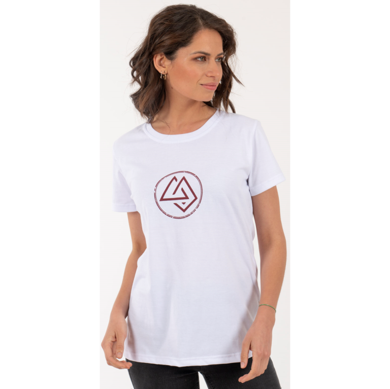 Polera Mujer Logo Circular Blanca