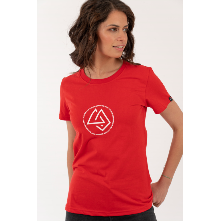 Polera Mujer Logo Circular Roja