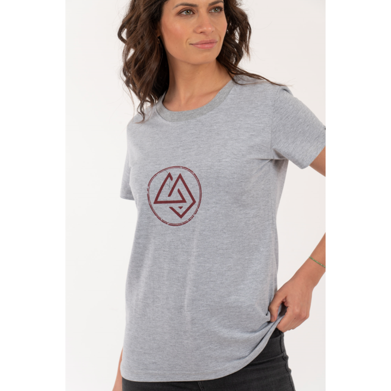 Polera Mujer Logo Circular Gris