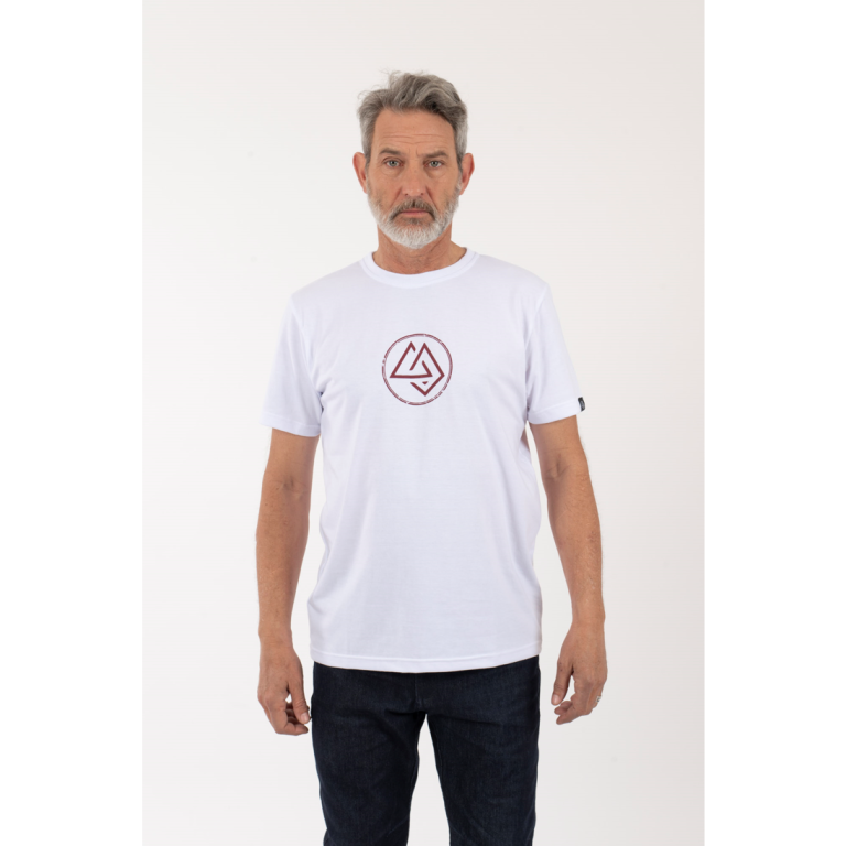 Polera Hombre Logo Circular Blanca