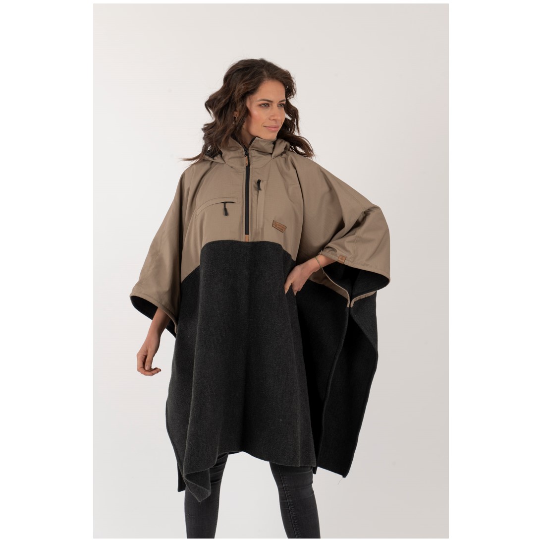 Poncho Taita Unisex Beige/Marengo - Imagen 5