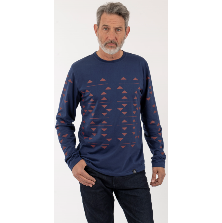 Polera ML Triangulos Hombre - Azul