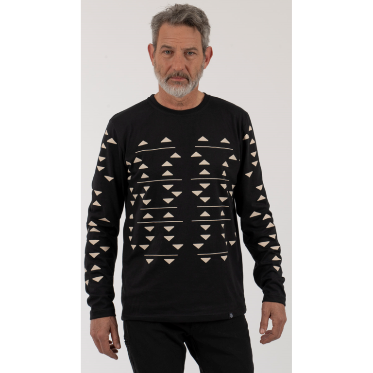 Polera ML Triangulos Hombre - Negro