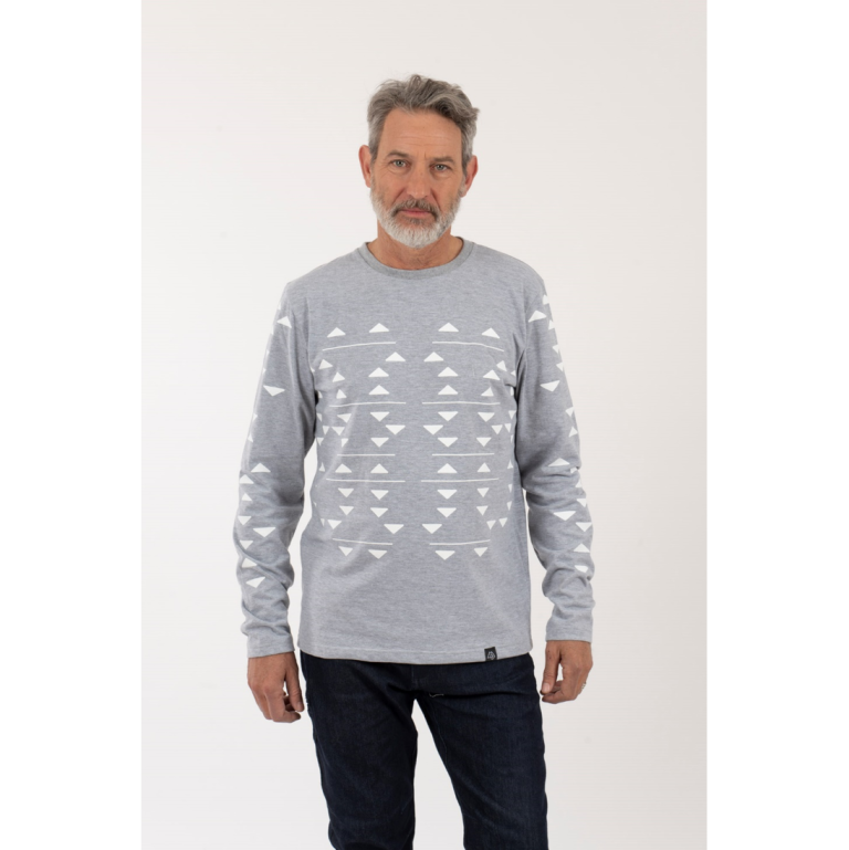 Polera ML Triangulos Hombre - Gris