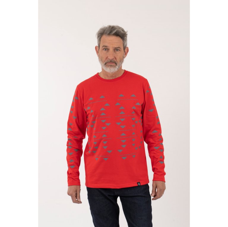 Polera ML Triangulos Hombre - Rojo