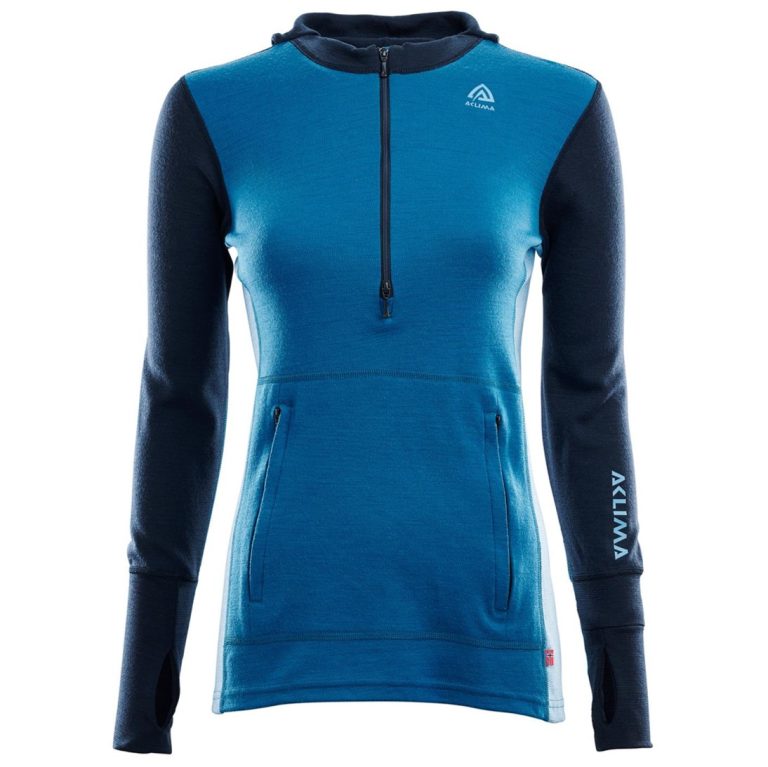 Primera Capa Mujer Warmwool HoodSweater W/Zip Azul
