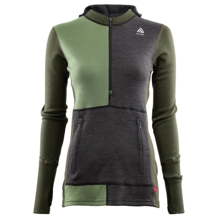 Primera Capa Mujer Warmwool HoodSweater W/Zip Verde